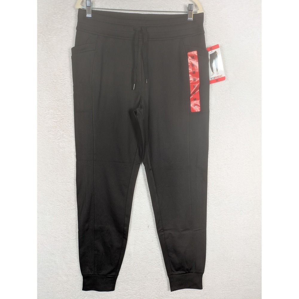 NEW 32 Degrees Heat Joggers Women's Size M Black Fleece Lined Pockets